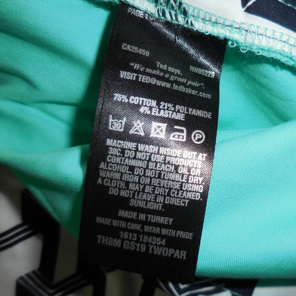 Nwt Ted Baker Men's Aqua Blue Cotton Blend Golf Shorts Size 30R - Picture 9 of 9